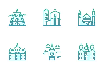 Europäische Wahrzeichen Symbolpack