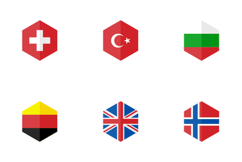 Europe Hexagon Flag Icon Pack