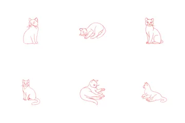 Lindas expresiones de gatos en varias poses Paquete de Iconos