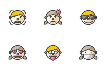 Expressions de garçon et de fille Icon Pack