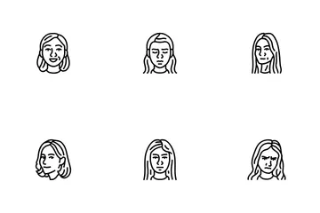 Facial Expression Female Smile Icon Pack