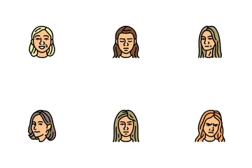 Facial Expression Female Smile Icon Pack