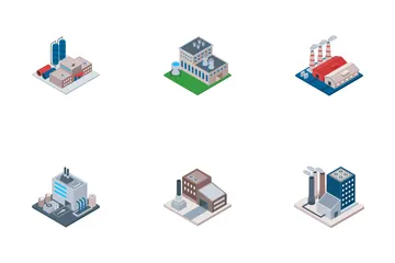 Factory And Industrial Building Icon Pack