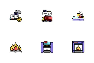 Factory Garbage Waste Icon Pack