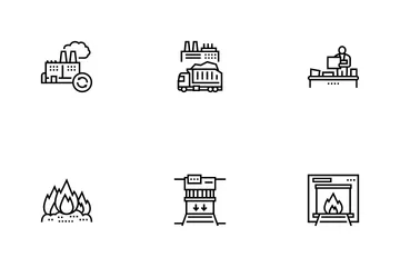 Factory Garbage Waste Icon Pack