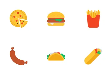Fast Food And Vegetables And Fruits Icon Pack