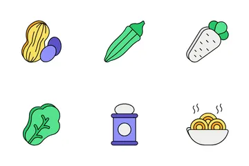 Fast Food e Vegetais Pacote de Ícones