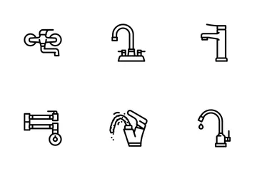 Faucet Water Sink Tap Bathroom Icon Pack