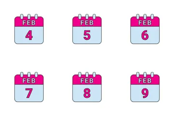 FEB DATE Colored And Outline Icon Pack