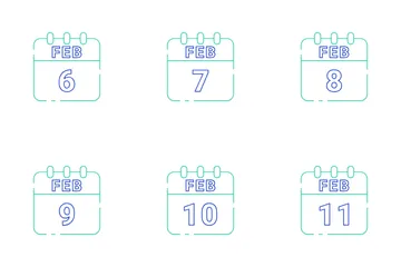 FEB DATE Doodle Color Icon Pack