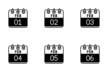 Februar Kalender Icon Pack