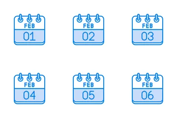 Februar Kalender Icon Pack