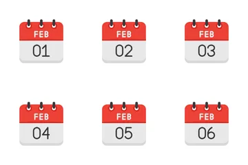 Februar Kalender Icon Pack