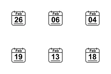 February Calendar 2017 Line Icon Pack