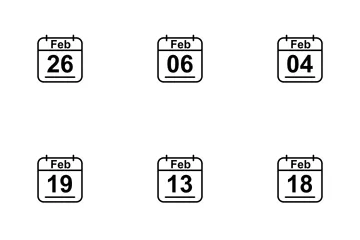 February Calendar 2017 Line Icon Pack