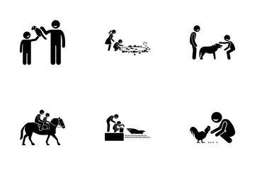 Feeding Interacting Animals Icon Pack