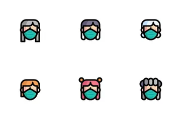 Female Facemask Icon Pack