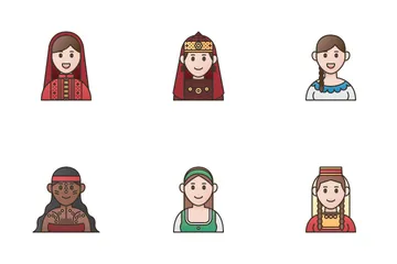 Female National Character 1 Icon Pack