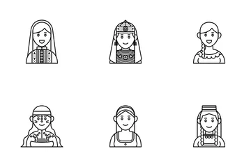 Female National Character 1 Icon Pack