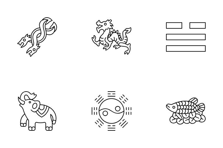 Premium Vector  Chinese feng shui astrological symbols, fire