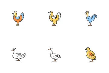 Oiseaux de ferme pour volaille Icon Pack