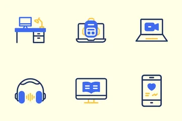 Fernarbeit und digitaler Nomade Icon Pack