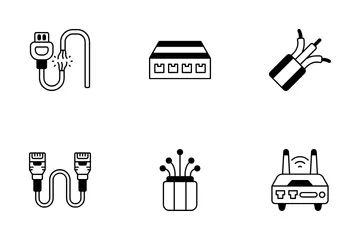 Fibra óptica Paquete de Iconos