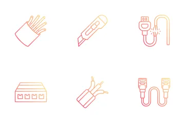 Fibra óptica Paquete de Iconos