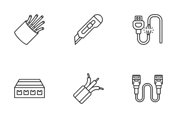 Fibra óptica Paquete de Iconos