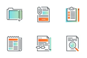  Files And Documents Flat Line Icon Pack