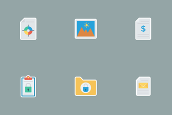 Files & Folders Flat Paper Icons Icon Pack