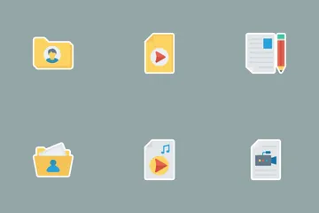 Files & Folders Flat Paper Icons Icon Pack