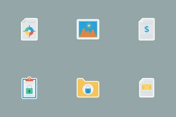 Files & Folders Flat Paper Icons Icon Pack