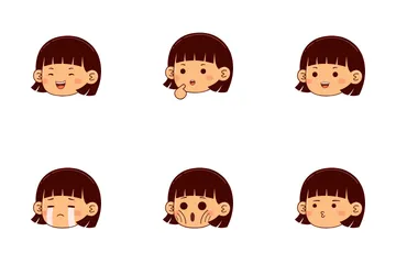 Expression du visage des enfants fille Icon Pack