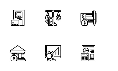 Finanzen und Wirtschaft Symbolpack