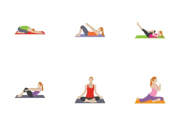 Fitness And Exercises Characters Icon Pack
