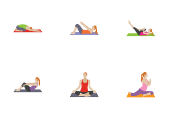 Fitness And Exercises Characters Icon Pack