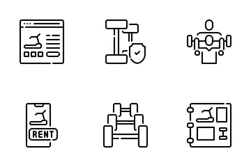 Fitness Rental Equipment Icon Pack