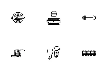 Fitness Tool Dumbbell Kettlebell Icon Pack