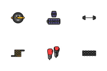 Fitness Tool Dumbbell Kettlebell Icon Pack