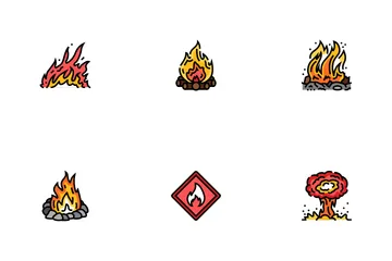 Flame Hot Fire Burn Bonfire Heat Icon Pack
