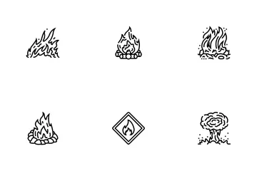 Flame Hot Fire Burn Bonfire Heat Icon Pack