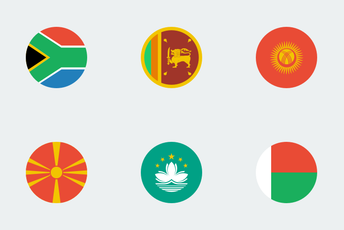 Flat Circle World Flags Icon Pack