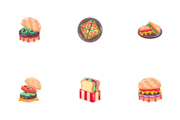 Flat Sandwich Stickers Icon Pack
