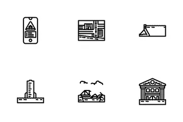 Flood Water Disaster Storm Icon Pack