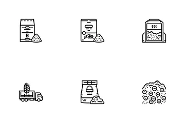 Flour Factory Industry Production Icon Pack