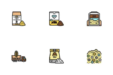 Flour Factory Industry Production Icon Pack