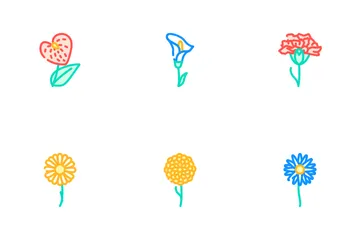 꽃 천연 향기로운 식물 아이콘 팩