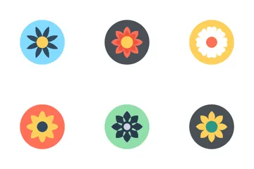 Flowers Flat Circular Icon Icon Pack