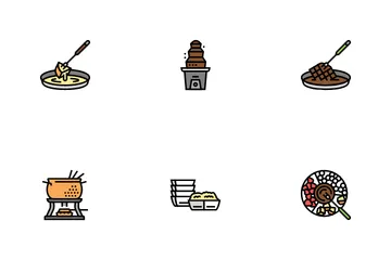 Fondue Cooking Delicious Meal Icon Pack